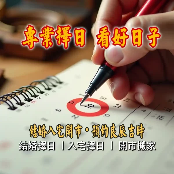 人生有易思｜專業擇日選日服務，命理師正使用傳統通書與羅盤，為客戶的重要事務（如結婚、入宅、開市）挑選最佳良辰吉時。